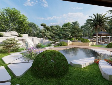 Thiết kế sân vườn - Văn phòng nghỉ dưỡng - Trảng Bàng - Tây Ninh